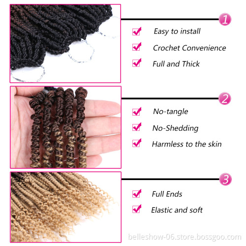 Hot sell 12inch Bomb Twist Crochet Braids Hair Extensions Spring Twist Curly Synthetic Braiding Hair 24strands Bomb Twist hair